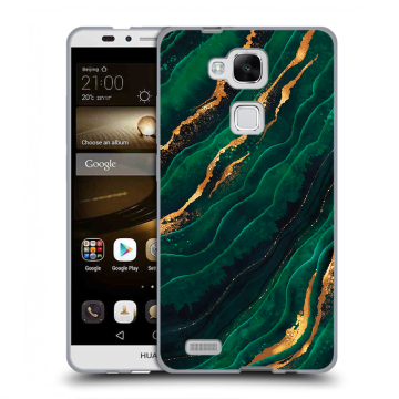 Пластиковый чехол на Huawei Ascend Mate 7 с принтом Мрамор зеленое золото