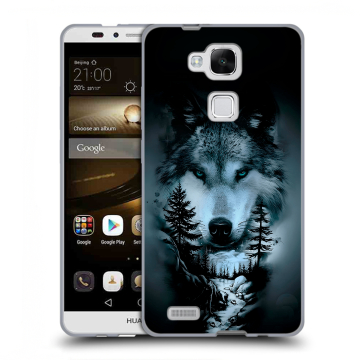 Пластиковый чехол на Huawei Ascend Mate 7 с принтом Лесной волк