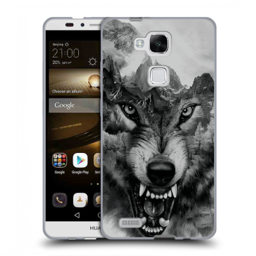 Пластиковый чехол на Huawei Ascend Mate 7 с принтом Волк