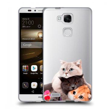 Пластиковый чехол на Huawei Ascend Mate 7 с принтом Кошки