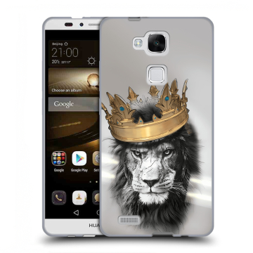 Пластиковый чехол на Huawei Ascend Mate 7 с принтом Лев с короной