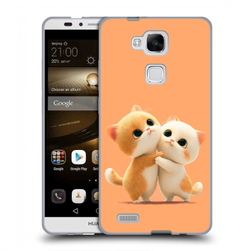 Пластиковый чехол на Huawei Ascend Mate 7 с принтом Милые котики