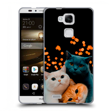 Пластиковый чехол на Huawei Ascend Mate 7 с принтом Кошки