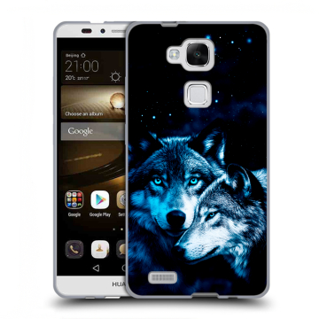 Пластиковый чехол на Huawei Ascend Mate 7 с принтом Волки