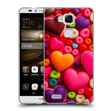 Пластиковый чехол на Huawei Ascend Mate 7 с принтом Сердечки