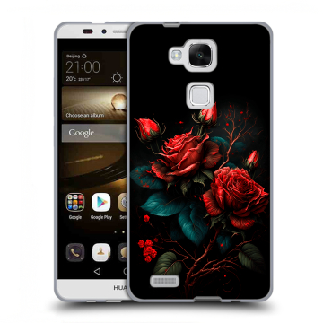 Пластиковый чехол на Huawei Ascend Mate 7 с принтом Розы красные