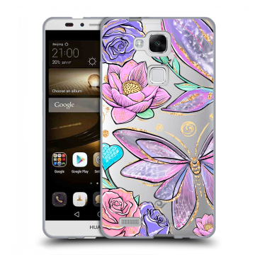 Пластиковый чехол на Huawei Ascend Mate 7 с принтом Бабочки и цветы
