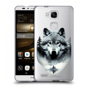 Пластиковый чехол на Huawei Ascend Mate 7 с принтом Волк в лесу Пластиковый чехол на Huawei Ascend Mate 7 с принтом Волк в лесу