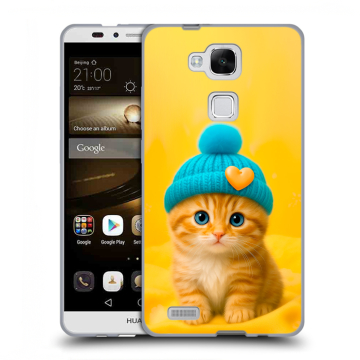 Пластиковый чехол на Huawei Ascend Mate 7 с принтом Котенок в шапке Пластиковый чехол на Huawei Ascend Mate 7 с принтом Котенок в шапке