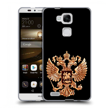 Пластиковый чехол на Huawei Ascend Mate 7 с принтом Герб России золотой