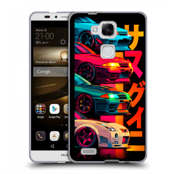 Пластиковый чехол на Huawei Ascend Mate 7 с принтом Гоночные машины