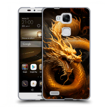 Пластиковый чехол на Huawei Ascend Mate 7 с принтом Золотой дракон