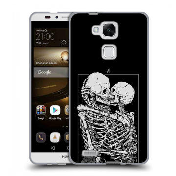 Пластиковый чехол на Huawei Ascend Mate 7 с принтом Поцелуй скелетов