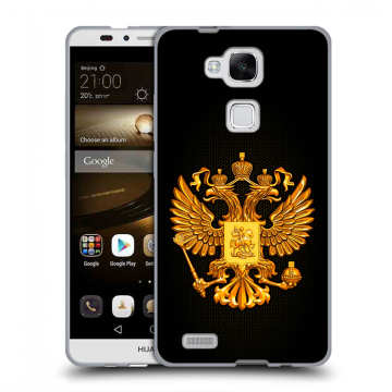 Пластиковый чехол на Huawei Ascend Mate 7 с принтом Герб России желтый