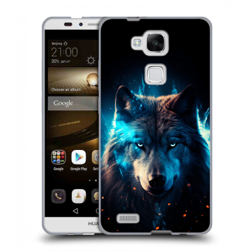 Пластиковый чехол на Huawei Ascend Mate 7 с принтом Волк ночной