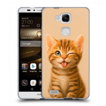 Пластиковый чехол на Huawei Ascend Mate 7 с принтом котенок