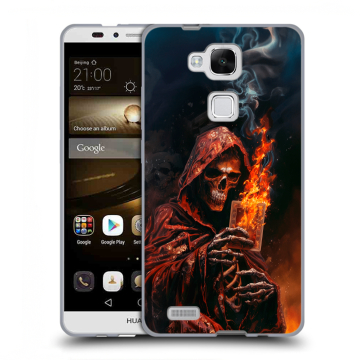 Пластиковый чехол на Huawei Ascend Mate 7 с принтом Скелет и карты