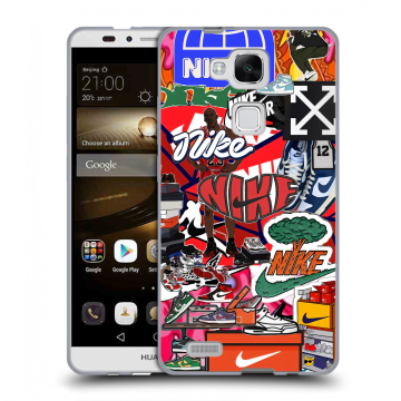 Пластиковый чехол на Huawei Ascend Mate 7 с принтом Найк Nike яркий