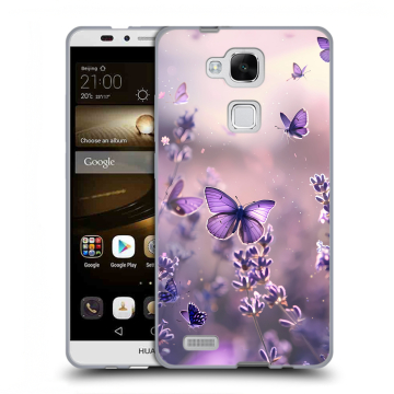 Пластиковый чехол на Huawei Ascend Mate 7 с принтом бабочки и лаванда