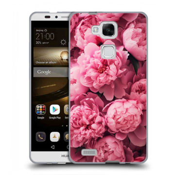 Пластиковый чехол на Huawei Ascend Mate 7 с принтом цветы пионы