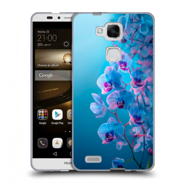 Пластиковый чехол на Huawei Ascend Mate 7 с принтом голубые орхидеи Пластиковый чехол на Huawei Ascend Mate 7 с принтом голубые орхидеи