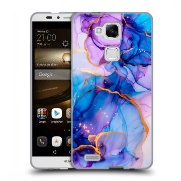 Пластиковый чехол на Huawei Ascend Mate 7 с принтом синий мрамор
