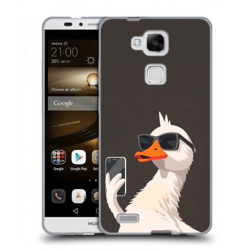 Пластиковый чехол на Huawei Ascend Mate 7 с принтом утка в очках
