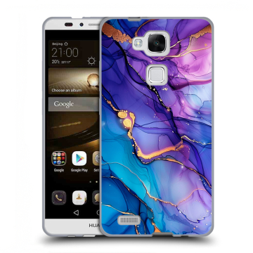 Пластиковый чехол на Huawei Ascend Mate 7 с принтом синий мрамор Пластиковый чехол на Huawei Ascend Mate 7 с принтом синий мрамор