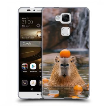 Пластиковый чехол на Huawei Ascend Mate 7 с принтом Капибара с апельсином Пластиковый чехол на Huawei Ascend Mate 7 с принтом Капибара с апельсином