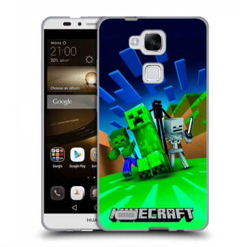 Пластиковый чехол на Huawei Ascend Mate 7 с принтом Майнкрафт