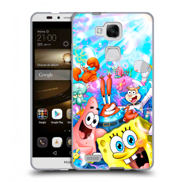 Пластиковый чехол на Huawei Ascend Mate 7 с принтом спанчбоб спанч боб
