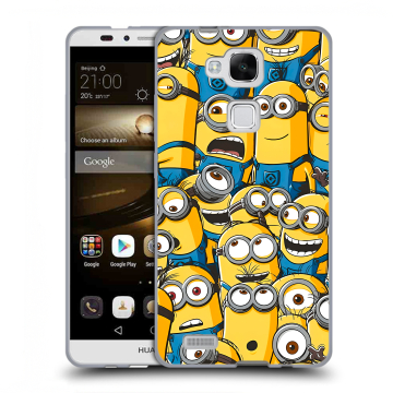 Пластиковый чехол на Huawei Ascend Mate 7 с принтом Миньоны