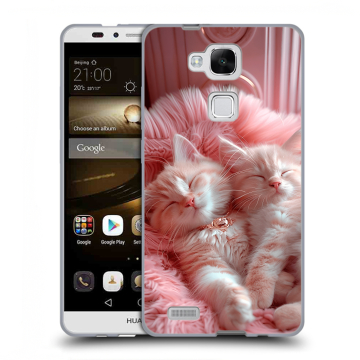 Пластиковый чехол на Huawei Ascend Mate 7 с принтом котята котики