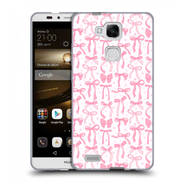 Пластиковый чехол на Huawei Ascend Mate 7 с принтом Розовые бантики Пластиковый чехол на Huawei Ascend Mate 7 с принтом Розовые бантики