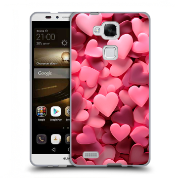 Пластиковый чехол на Huawei Ascend Mate 7 с принтом розовые сердечки