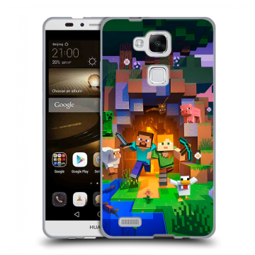 Пластиковый чехол на Huawei Ascend Mate 7 с принтом Майнкрафт Minecraft