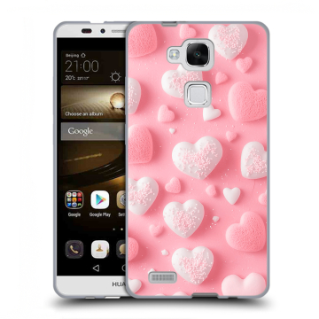 Пластиковый чехол на Huawei Ascend Mate 7 с принтом Сердечки