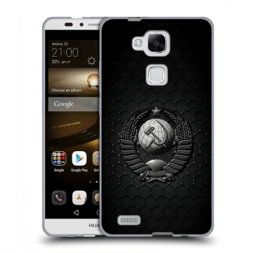 Пластиковый чехол на Huawei Ascend Mate 7 с принтом Герб Флаг СССР