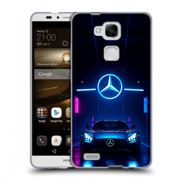 Пластиковый чехол на Huawei Ascend Mate 7 с принтом Mercedes Мерседес