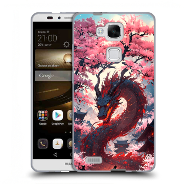 Пластиковый чехол на Huawei Ascend Mate 7 с принтом Дракон Японский