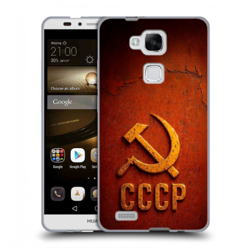 Пластиковый чехол на Huawei Ascend Mate 7 с принтом Флаг Герб СССР