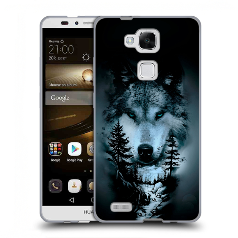 Пластиковый чехол на Huawei Ascend Mate 7 с принтом Лесной волк Пластиковый чехол на Huawei Ascend Mate 7 с принтом Лесной волк