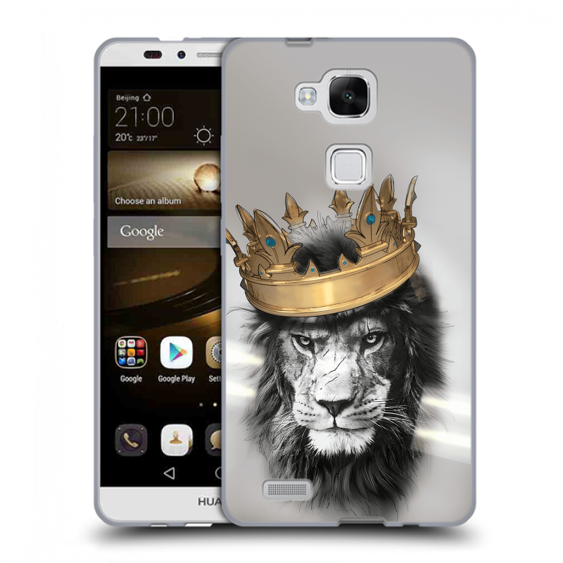 Пластиковый чехол на Huawei Ascend Mate 7 с принтом Лев с короной Пластиковый чехол на Huawei Ascend Mate 7 с принтом Лев с короной