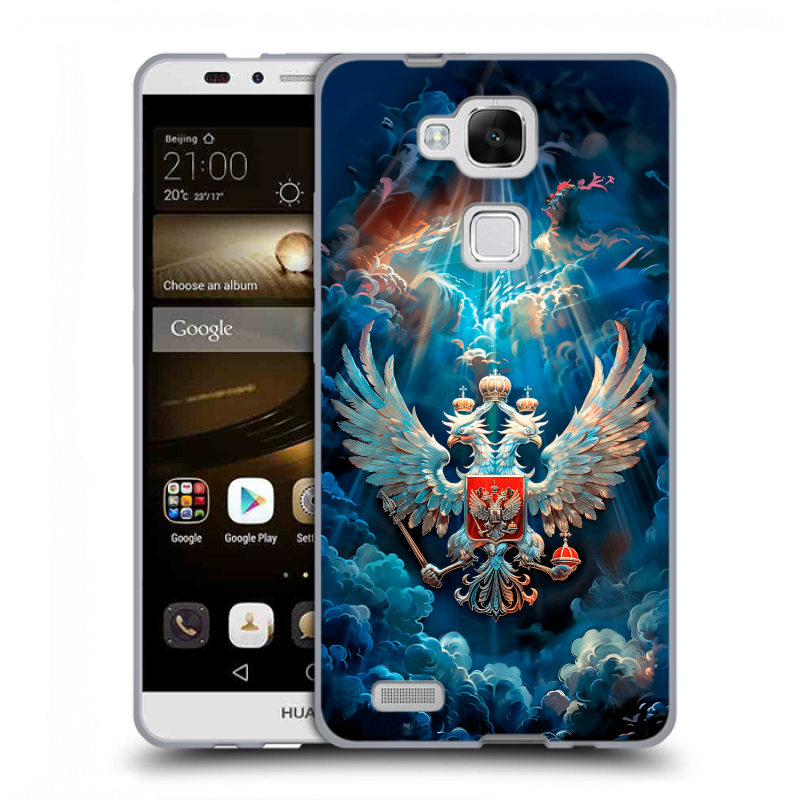Пластиковый чехол на Huawei Ascend Mate 7 с принтом Герб флаг России Пластиковый чехол на Huawei Ascend Mate 7 с принтом Герб флаг России