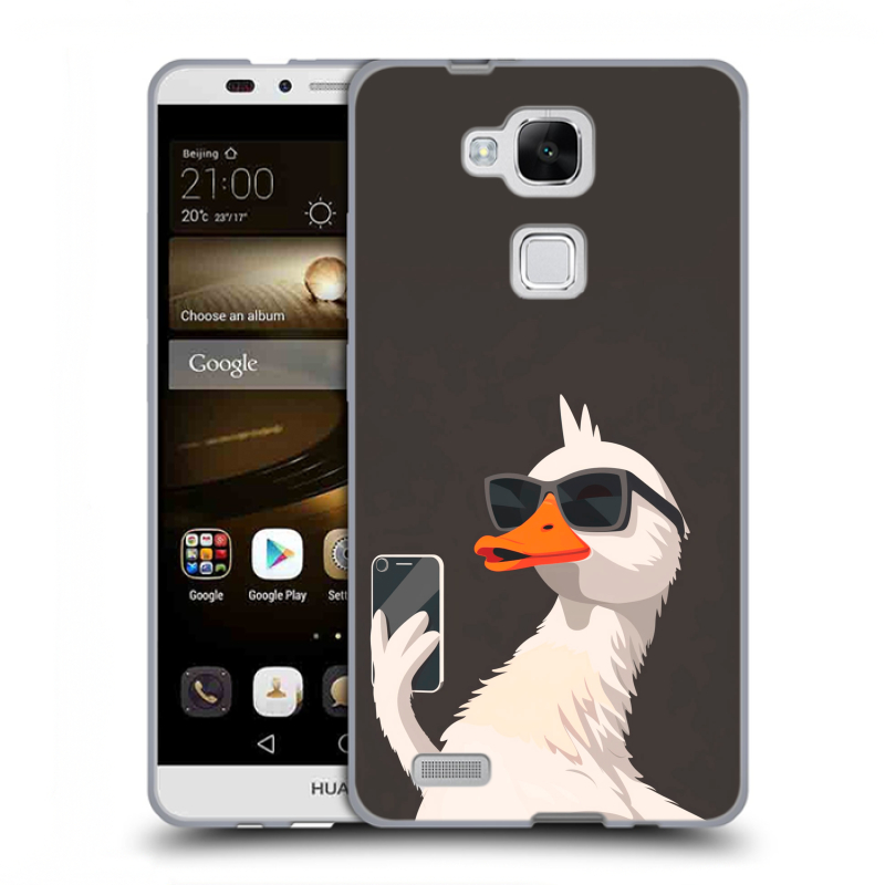 Пластиковый чехол на Huawei Ascend Mate 7 с принтом утка в очках Пластиковый чехол на Huawei Ascend Mate 7 с принтом утка в очках