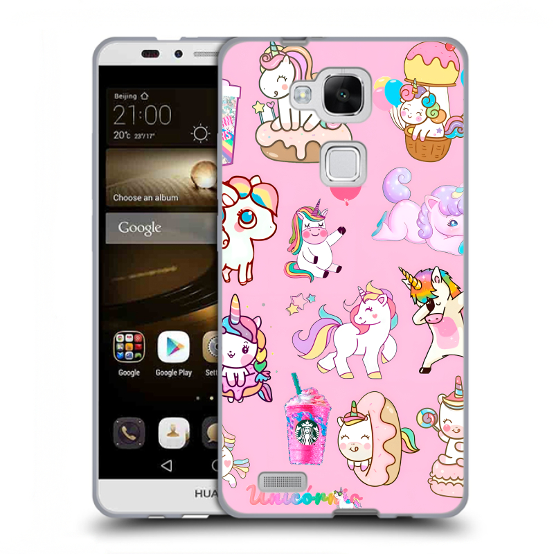 Пластиковый чехол на Huawei Ascend Mate 7 с принтом розовые единороги Пластиковый чехол на Huawei Ascend Mate 7 с принтом розовые единороги