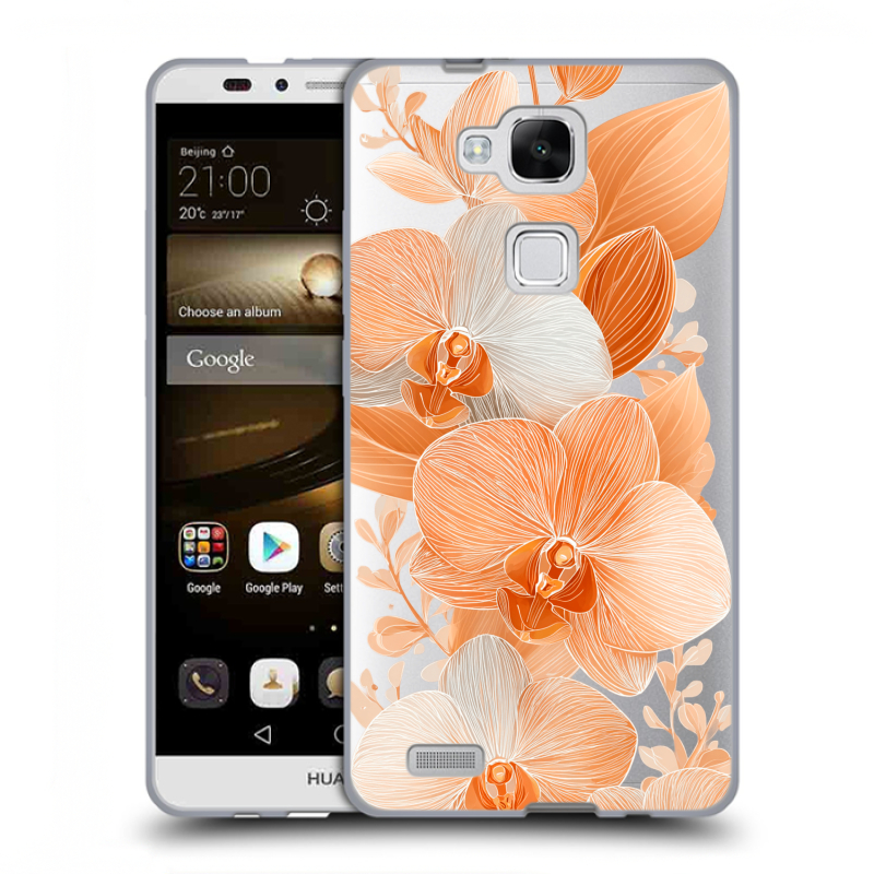 Пластиковый чехол на Huawei Ascend Mate 7 с принтом Бежевые цветы Пластиковый чехол на Huawei Ascend Mate 7 с принтом Бежевые цветы