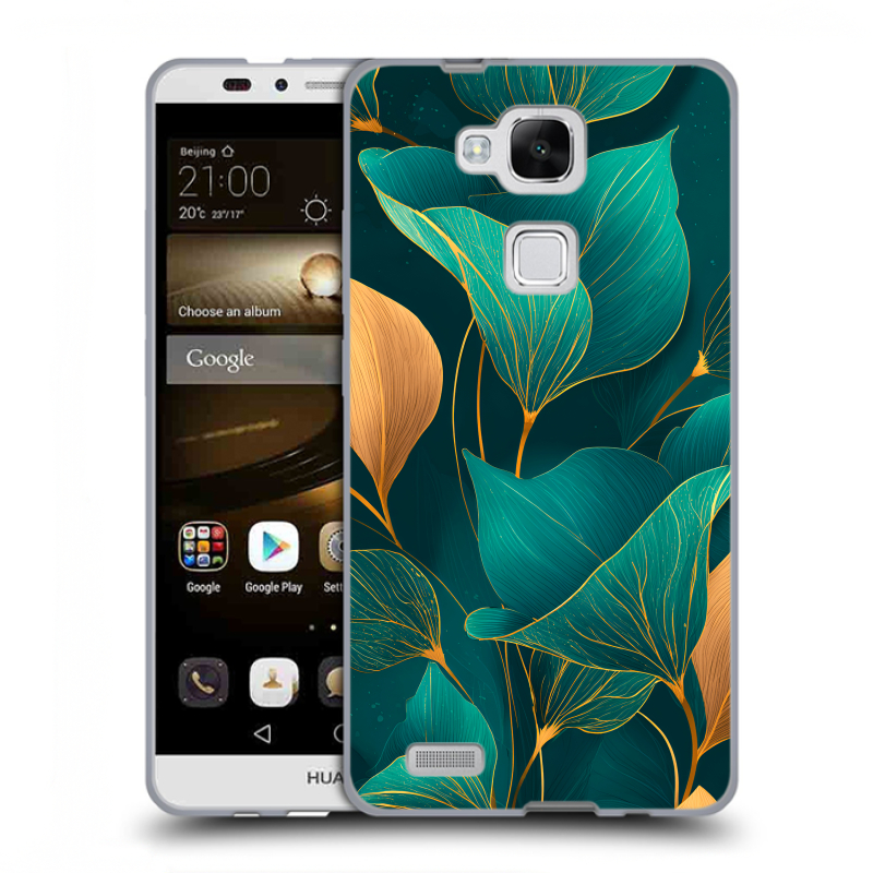 Пластиковый чехол на Huawei Ascend Mate 7 с принтом Листья и золото Пластиковый чехол на Huawei Ascend Mate 7 с принтом Листья и золото