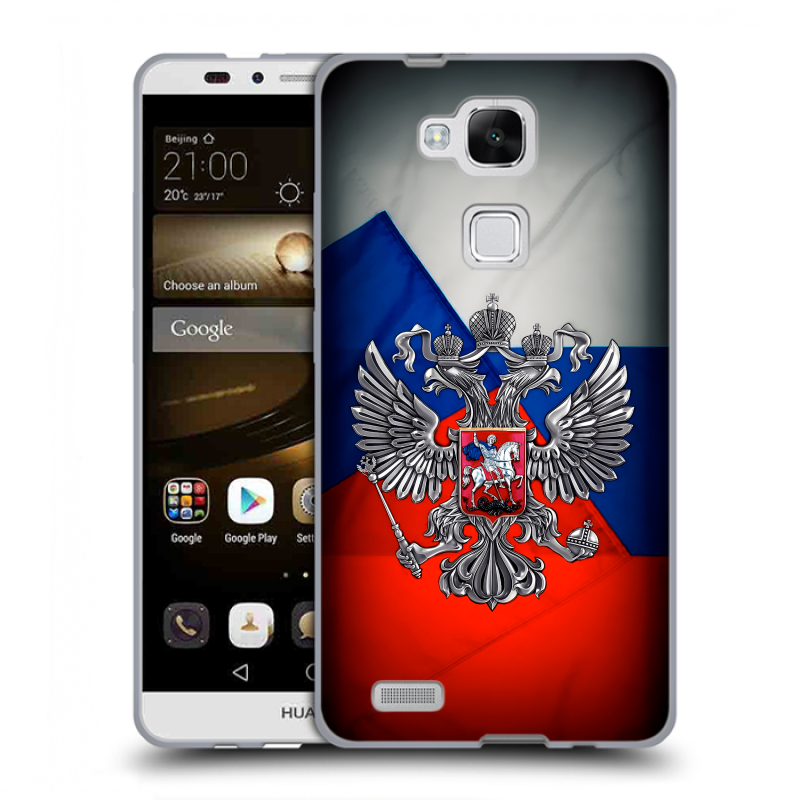 Пластиковый чехол на Huawei Ascend Mate 7 с принтом Флаг России Пластиковый чехол на Huawei Ascend Mate 7 с принтом Флаг России