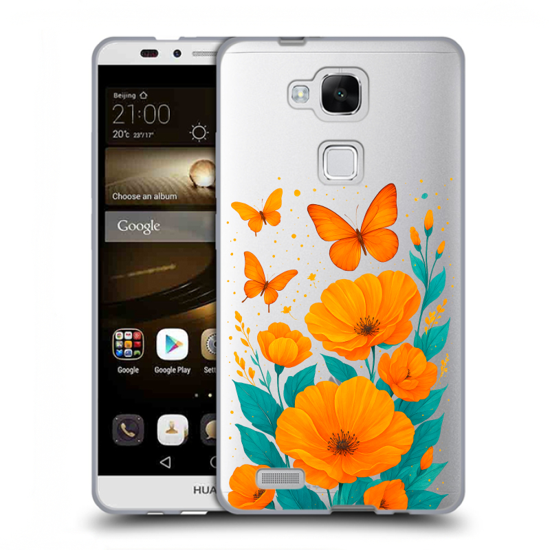 Пластиковый чехол на Huawei Ascend Mate 7 с принтом цветы бабочки Пластиковый чехол на Huawei Ascend Mate 7 с принтом цветы бабочки